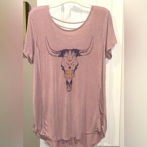 Cow skull rose gold colored women’s flowy top